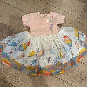 Dr. Seuss 2T Pink & White Dress With Balloon Print & Tulle Skirt
